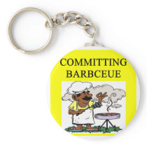 committing barbecue joke key chain