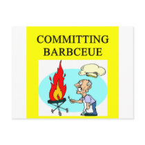 committing barbecue joke postcard