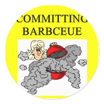 committing barbecue joke round sticker