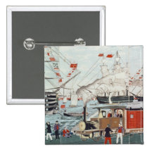 Commodore Perry's Gift of a Railway Pinback Buttons