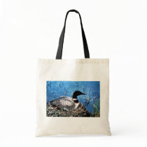 Common Loon on Nest Canvas Bags