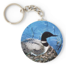 Common Loon on Nest Key Chain