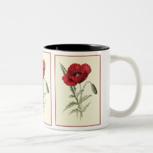 "Common Poppy" Botanical Illustration Coffee Mugs