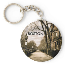 Commonwealth Avenue Neighborhood (sepia) Key Chain