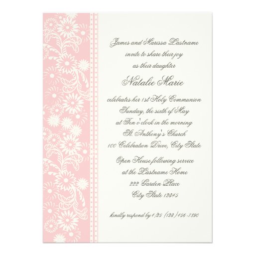 Communion Daisy Pink Personalized Announcement