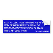 Communist Manifesto & Tax Returns bumper stickers