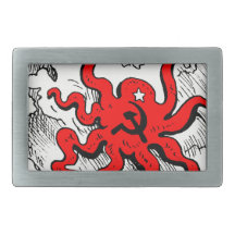 Communist Octopus Rectangular Belt Buckles