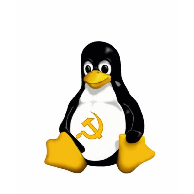 Communist Penguin ( Linux ) on White Baby Doll Tshirt by vx1345