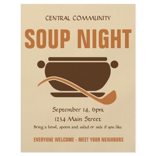 Community Soup Night custom flyer Zazzle