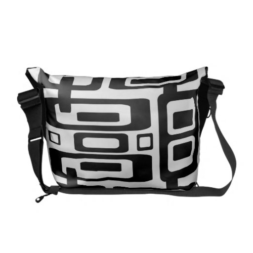 Commuter Bag -  Groovy Abstract Mod Black & White