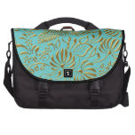 Commuter Laptop Bag Damask Teal Gold