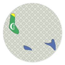 Comoros Flag Map full size Round Sticker