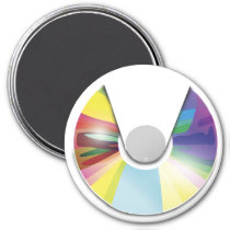 artsprojekt, music, compact disc, player, music player, disc, retro, digital, vector, Magnet with custom graphic design