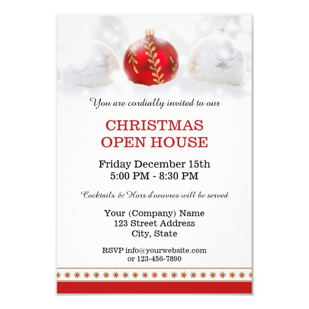 Company Christmas Open House Party Invitation (front side)