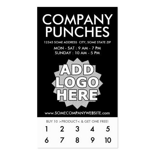 company punch card business cards