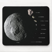Comparative Size Chart of Nine Asteroids Mousepad
