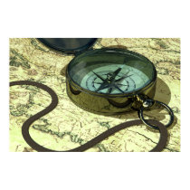 Compass and Map Print by phantazm11 Compass and Map Print