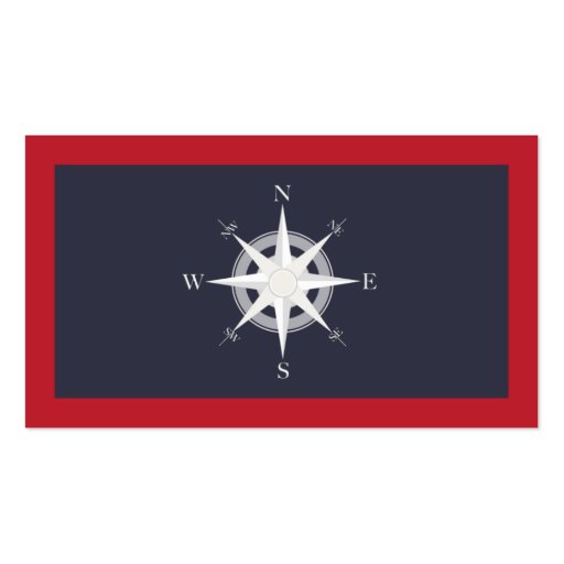 Compass Navy Blue and Red Nautical Business Card Templates