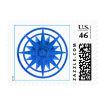 Compass Rose Blue postage by artogram Compass Rose Blue postage
