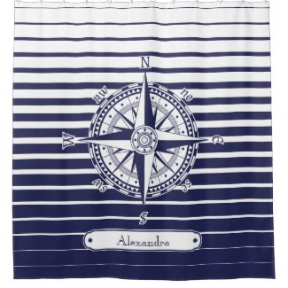 Compass Rose Blue Stripes