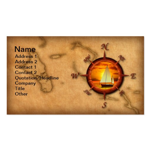 Compass Rose Sailing Business Card Templates (front side)