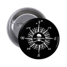 Compass Rose Skull 1 Pinback Button