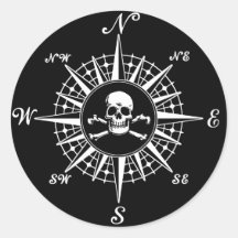 Compass Rose Skull 1 Sticker