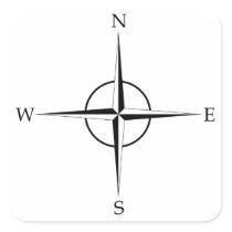 Compass Rose Square Stickers