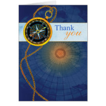 Compass + World Map Business Thank You Cards cards