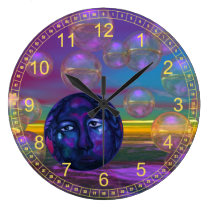 Compassion – Abstract Indigo and Gold Awareness wall clocks