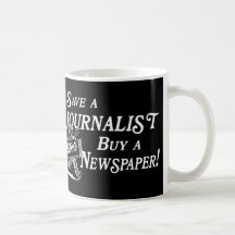 Compre el periódico ahorran la taza del periodista