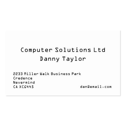 Computer Business Card (back side)