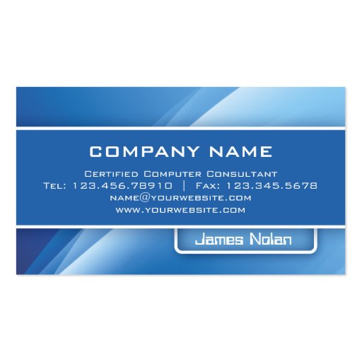 Computer Business Cards Blue Abstract Rays (front side)
