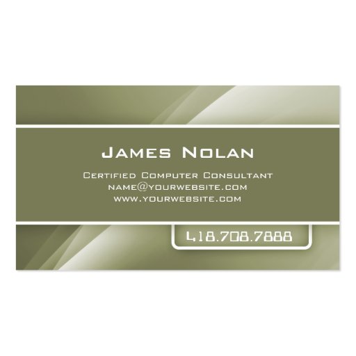 Computer Business Cards Olive Abstract Rays (front side)