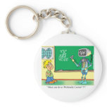 Computer Cartoon Robot in classroom keychains