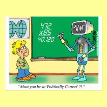 Computer Cartoon Robot in classroom postcards