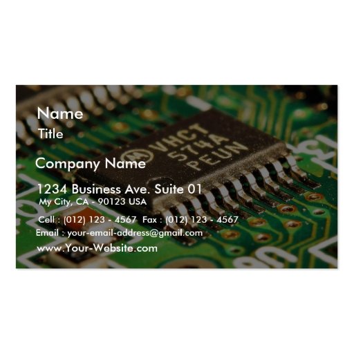 Computer Chips Circuits Boards Business Card Template (front side)