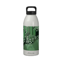 Computer circuit board reusable water bottle