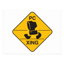 computer crossing (xing) sign postcard