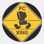computer crossing (xing) sign round stickers