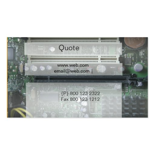 Computer Design with Motherboard Tech Business Card Template (back side)