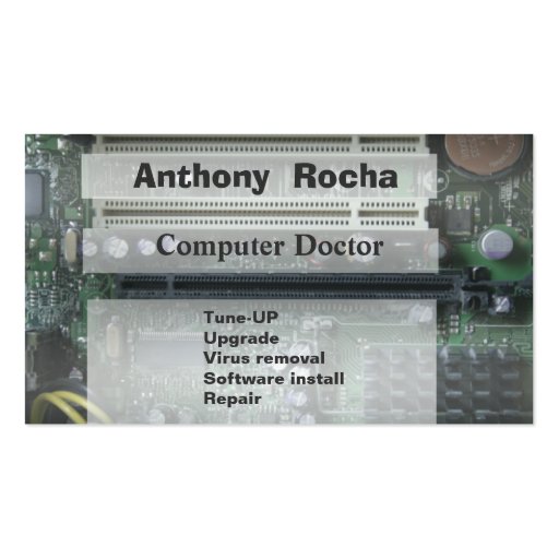 Computer Design with Motherboard Tech Business Card Template (front side)