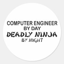 Computer Engineer Deadly Ninja Round Sticker