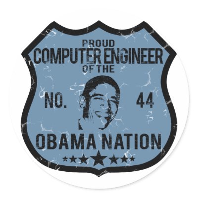 Computer Engineer Obama Nation Round Sticker by poorrichards