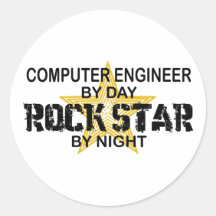Computer Engineer Rock Star Round Sticker