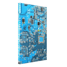 Computer Geek Circuit Board - blue Canvas Prints