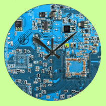 Computer Geek Circuit Board - blue wall clocks