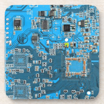 Computer Geek Circuit Board - blue Coaster