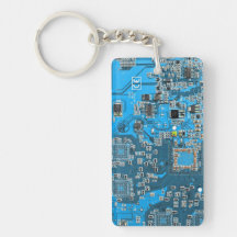 Computer Geek Circuit Board - blue Acrylic Key Chain