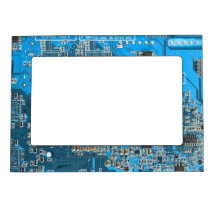 Computer Geek Circuit Board - blue Magnetic Photo Frame